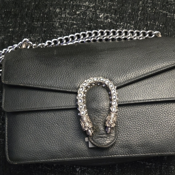 Black Leather Designer Chain Shoulder Bag - Picture 1 of 6